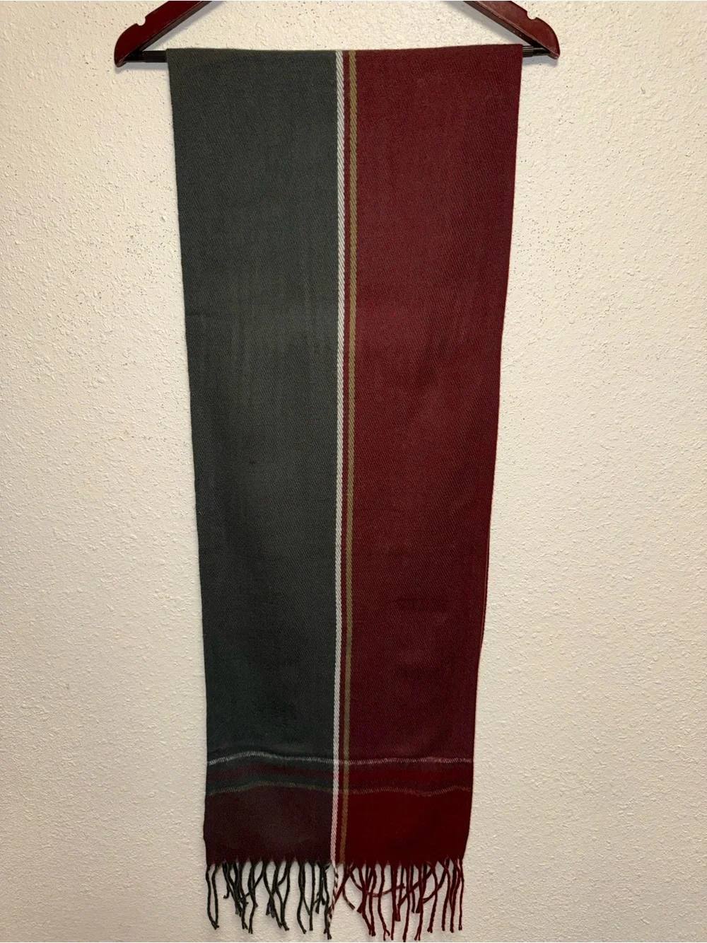 Alpine Swiss Gray Wool Blend Scarf with Red Logo Accent
